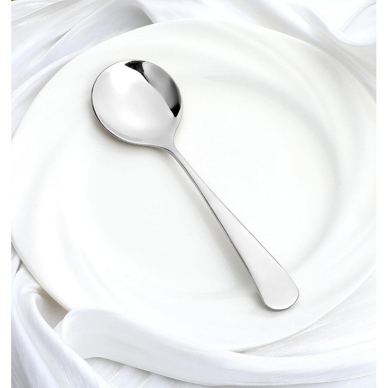 Soup Spoon, 4 Pcs Stainless Steel tablespoons, Heavy Duty Round