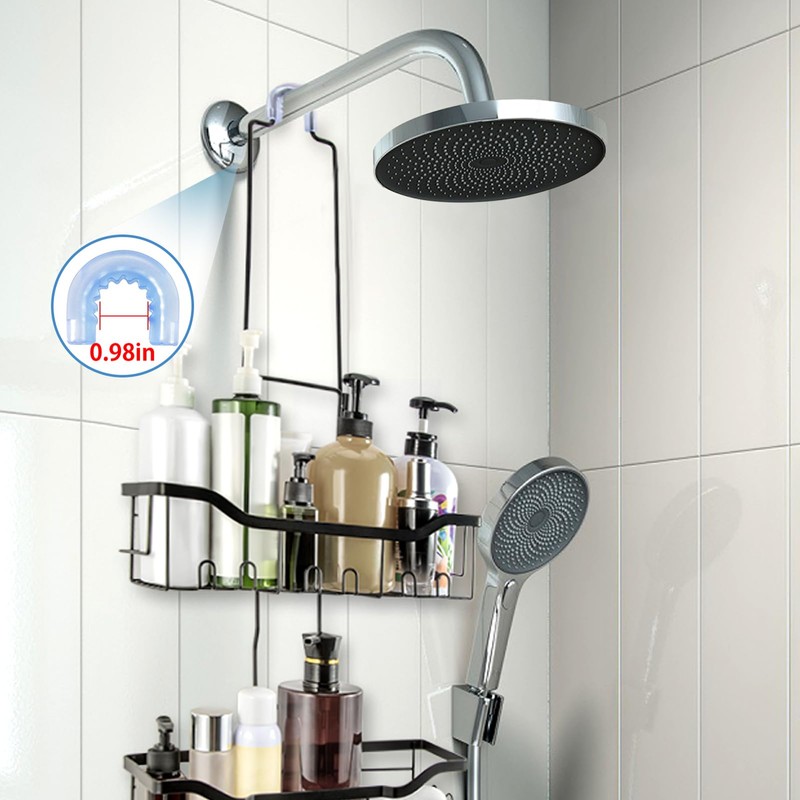 Joqixon Shower Caddy, UPGRADED Extended Length Shower Caddy Over Shower