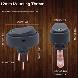 COONLINE 12V 30A Toggle Switch Rocker Switch Waterproof LED Blue Green Yellow Red Lighted 3P SPST On-Off Control for Car Truck Boat Marine Auto Motorcycle 4Pcs