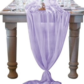 Socomi Lilac Purple Table Runner Easter Spring Boho Rustic 10ft 29x120 Inches Wedding Runner Sheer Bridal Shower Decorations