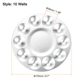 sourcing map 4pcs Paint Palette Tray 6.7" 10 Wells Aluminum Round Paint Mixing Pallet for Acrylic Oil Watercolor Artist DIY Painting