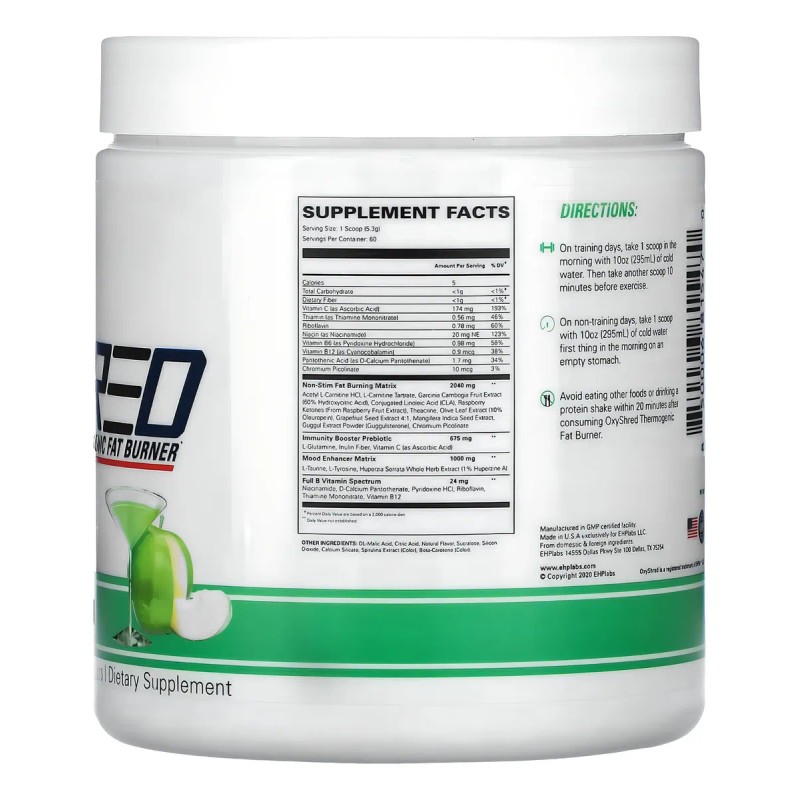 Ehp Labs Oxyshred Non-stim Quemador De Grasa Termo 270 Sabor