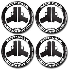 Biomar Labs® 4 x 68mm 3D Domed Car Wheel Centre Rims Hub Keep Calm And Carry On Stickers Decals For Caps Vehicle Auto Tuning Emblem A