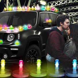 Duck Holder for Dash Rubber Duck Mount Duck Plugs for Fun and Funky Car Dashboard Display Gift for Lover Double-Sided Stickers Included (Colored-Glow, S-6 PCS)