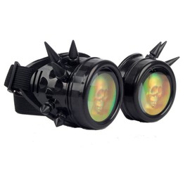 shoperama Steampunk Goggles with Spikes Skull Glasses Burning Man Thorns Welding Goggles Rave, Colour: Black