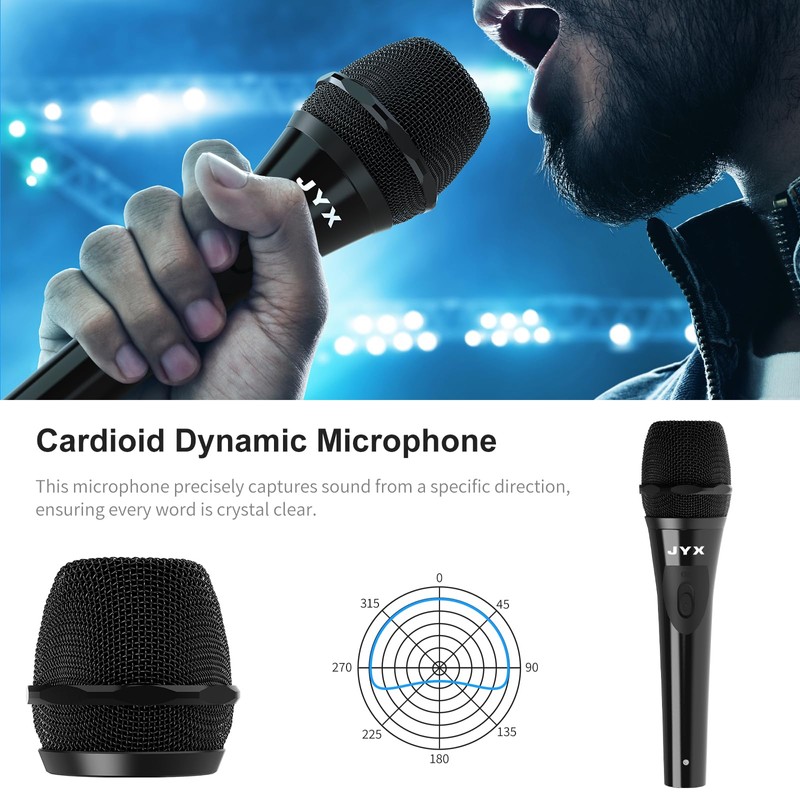 JYX Karaoke Dynamic Microphone Unidirectional PA System Speaker Conference/Karaoke/Speech 6.35mm
