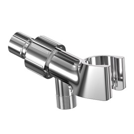 Adjustable Handheld Shower Head Holder, Universal Shower Hose and Shower Arm Mount Connector- Brass Pivot Ball, Premium ABS Bracket, 360° Rotation Shower Adapter (Chrome)