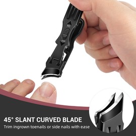 Slanted Nail Clippers for Men Thick Nails - Large Toenail Clippers for Seniors Thick Toenails Long Handle, Heavy Duty Sharp Stainless Steel Toe Nail Clippers with Catcher, Gifts for Men Women