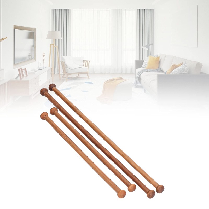 Pack of 4 Hanging Rods, Sandalwood Round Clothes Rail, Wooden