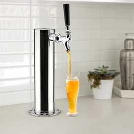 Tap Beer Dispenser Tower, Stainless Steel Draft Beer Tower Durable Beverage Dispenser Heavy Duty Bar Beer Dispenser for Home Brewing Beer Kegging (Single Tap)