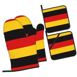 Germany Flag Insulated Kitchen Baking Four Piece Set, fit for Microwave Ovens Ovens and Outdoor Grilling