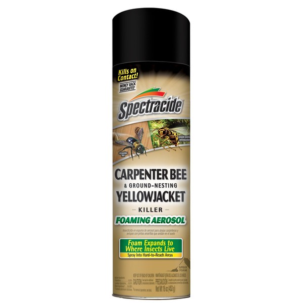 Spectracide Carpenter Bee And Ground-Nesting Yellowjacket Killer Foaming Aerosol 16 Ounce (Pack of 12), Expands To Where Insects Live