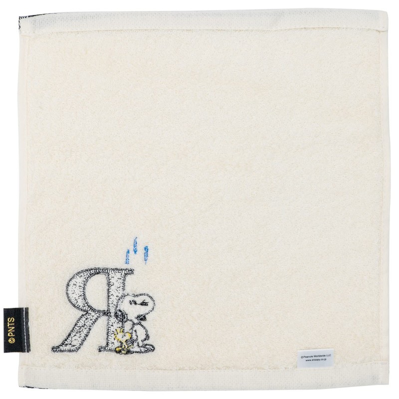 Tsujiseru Snoopy Mini Towel 25cm Initial R Embroidered White