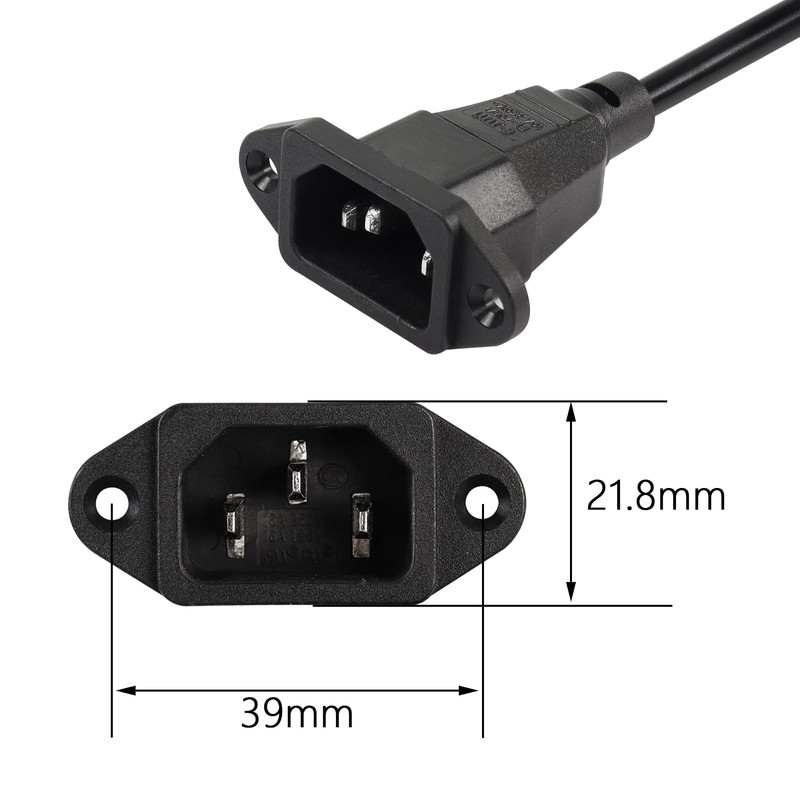 CERRXIAN 0.3m Down Angle C13 to C14 Panel Mount Power