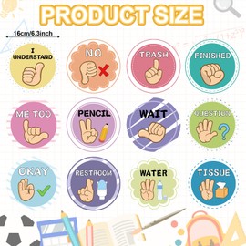 12 Pcs Classroom Sign Language Posters,Sign Language Flash Cards Cutouts,Classroom Management Tools for School Learning Bulletin Board Decor (Colorful)