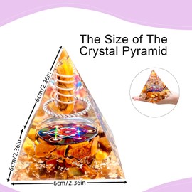 Saefheled Crystal Column Orgonite Pyramid,Positive Energy Tiger's Eye Stone Orgone Crystal Healing Pyramid,for Reduce Stress, Balance Chakra,Meditation Attract Luck,Accumulate Wealth&Health