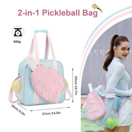 ACESAK Pickleball Bag, Pickleball Bags for Women Men Teens with Waterproof Pocket & Fence Hook, Pickleball Tote Bag for Pickleball Racquet Sports Gym Duffle, Adjustable Strap (Pink