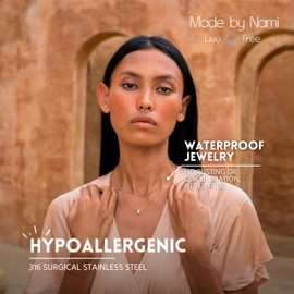 Made by Nami Women's Gold Necklace with Mother of Pearl Pendant Made of Surgical Stainless Steel 40 + 5 cm Spiritual Gifts for Women Gold Chain Women's Waterproof Jewellery Hypoallergenic, Stainless