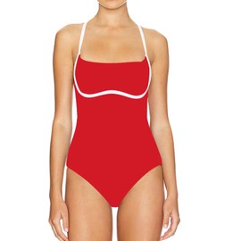 SherryDC Women's One Piece Swimsuit Cross Back Color Block High Cut Bathing Suit