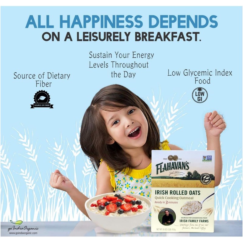 Flahavan’s Irish Rolled Oats, 16 Ounce. Quick Cooking Oatmeal, Ready
