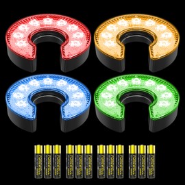 KINGTOP LED Golf Hole Lights (4-Pack) - Battery Operated, Anti-Glare Lens, Glow in The Dark Putting Cup Light, Easy C-Shaped Installation, Ideal for Night Golf, Putting Green Parties