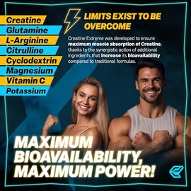 Italian Elite® Creatine Extreme, Creatine with Glutamine, Arginine, Citrulline, VIT C, Magnesium, Potassium. Pre-Post Workout 120 tabs Micronized Monohydrate with Rapid Muscle Absorption