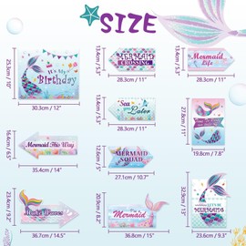 WERNNSAl 10PCS Mermaid Birthday Party Decorations - Mermaid Sign Party Decorations for Girls Kids Ocean Mermaid Theme Birthday Party Supplies under The Sea Mermaid Decor for Baby Shower Summer Party