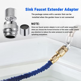 360° Swivel Garden Hose Adapter, Faucet to Hose Adapter with Aerator, Male to Female Sink Adapter for Bathroom, Kitchen, Garden - Multi Thread (Chrome)