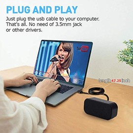 Small PC Speakers,USB Computer Speakers, Portable Mini Desktop Speaker,Plug and Play,Ideal Small External Desk or Gaming Speakers,Soundbar for Desktop/Tablets/Laptop/Checkout Counter