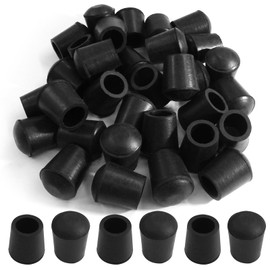 Piutouyar Round PVC Rubber Furniture Covers, 12mm / 1/2 Inches Table Chair Leg Tip Protectors, Non-Slip End Cap for Protect Surfaces, Black (32Pcs)
