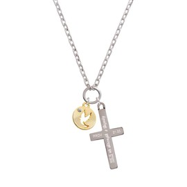 Delight Jewelry Goldtone Dove Disc - Strength and Dignity Engraved Cross Zoey Necklace, 28"