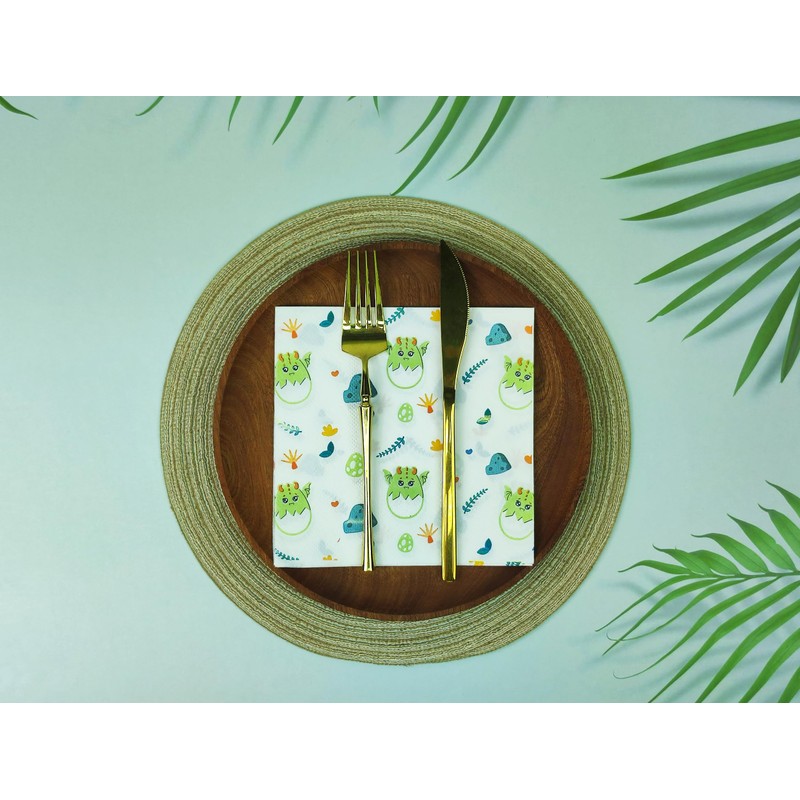 Dinosaur Baby Shower Disposable Paper Napkins, 40Pcs, 6.5in