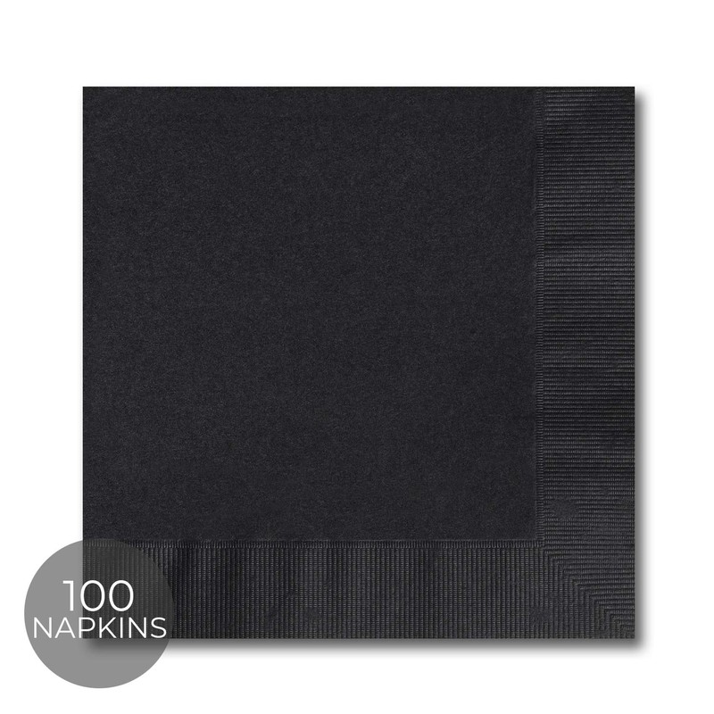 Black Beverage Napkins / 100 Count 3 Ply 4 3/4"