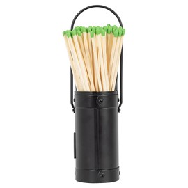 Modern Ember Match Stick Holder in Black | Decorative Metal Storage Bucket, Caddy, Basket for Long Matchsticks | Home Décor for Fireplace, Wood-Burning Stove, or BBQ Grill | Matches Not Included