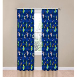 Jay Franco Kids Window Drapes - 4 Piece Curtain Set Includes 2 Tiebacks, Beautiful Bedding Room Décor and Easy Set Up, Blue - Toy Story, 84 Inch