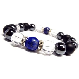 STONE KITCHEN Men’s Power Stone Bracelet, Lapis Lazuli, Hematite, Matte Onyx, Natural Stone