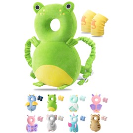 JEJA Baby Head Protection, Adjustable Protective Pillow Baby, Safety Guard Pillow for Children 4-24 Months - Frog with Knee Pad Baby Crawling