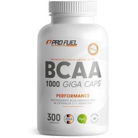 BCAA 1000 Giga Caps - High Dose with 8000 mg BCAA - 300 x BCAA Capsules with 1000 mg BCAA in Optimal 2:1:1 Ratio - Essential Amino Acids Leucine, Isoleucine & Valine - Laboratory Tested, 100% Vegan