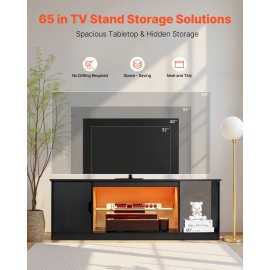 VEVOR TV Stand for TVs up to 65 in Modern Entertainment Center with Glass Shelf