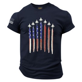 Mainfini Mens 2025 Fighter Jets T-Shirt Fourth of July Shirt Tactical 1776 Independence Day Workout Freedom Memorial Day USA Flag Graphic Stars and Stripes Gym Stretch Military Tee Shirts Navy M
