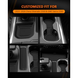 NANTMAX for 2023 2024 2025 2026 Chevy Silverado 1500 & GMC Sierra 1500 Door Pocket Liners – Silicone Cup Holder Inserts Center Console Mats – Silverado/Sierra Interior Accessories (Black)
