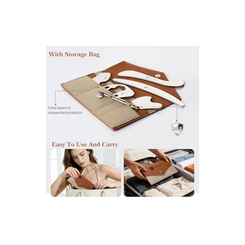 [Niymyin] 6-in-1 Stainless Steel Muscle & Fascia Scraper Tool Set,