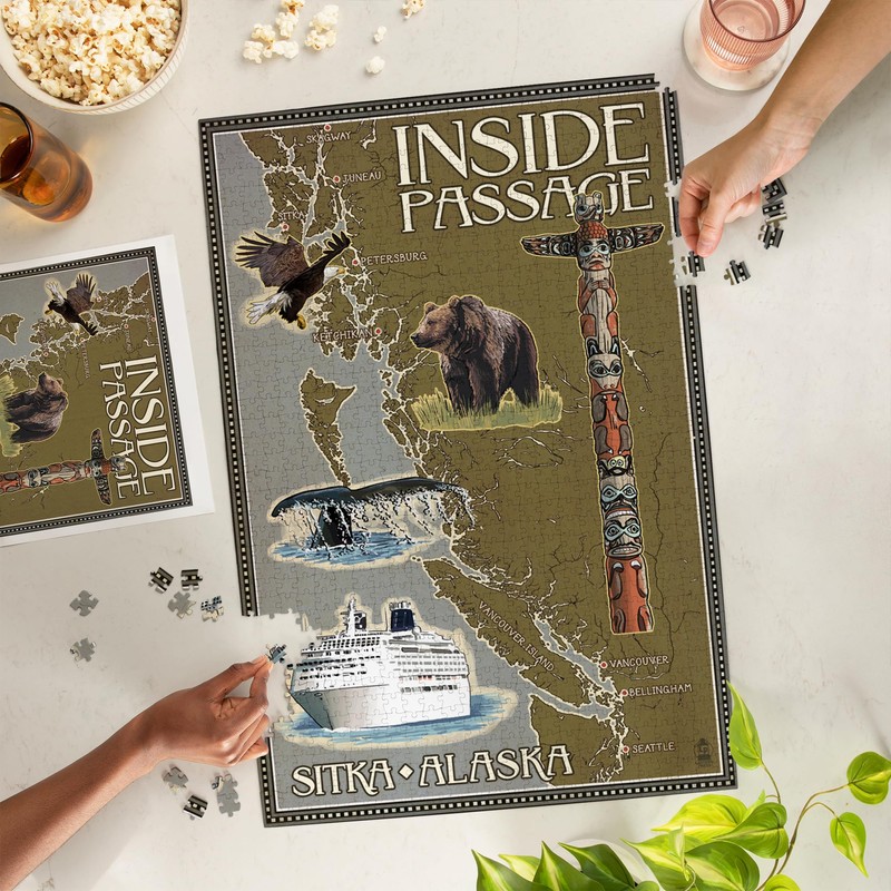 Lantern Press 1000 Piece Jigsaw Puzzle, Sitka, Alaska, Inside Passage