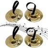 2 Pairs Brass Finger Cymbals Hand Drums with Elastic Bands