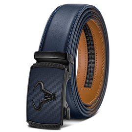 BULLIANT Men's Belt – Ratchet Leather Belt for Men Dress and Casual Pants Jeans 1 3/8" (Purplish Blue,48"-56" Waist Adjustable)