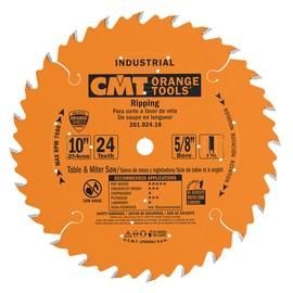CMT 201.024.10 Industrial Ripping Saw Blade, 10-Inch. x 24 Teeth FTG Grind with 5/8-Inch. Bore, PTFE Coating
