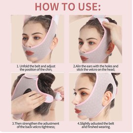 LGLAU Beauty Face Contouring Sleeping Mask Chin Reducer,Reusable V Line Lifting Mask,V Line Shaping Facial Masks,Slimming Face Strap Masks Anti-Aging and Anti-Wrinkle Band,Chin Up Mask Face (Pink)