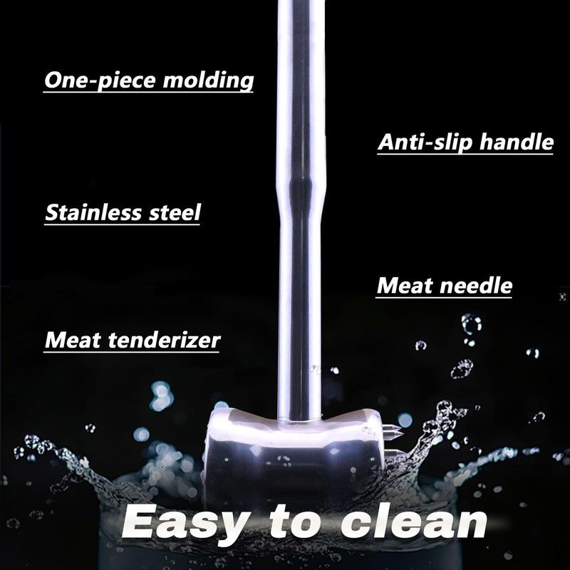 Dual-Sided 2-in-1 Stainless Steel Meat Tenderizer Tool, Meat Mallet Hammer
