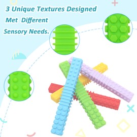 Sensory Chew Toys for Autistic Children, 5 Pack Silicone Chew Tube Teething Sticks Toys for Autism, ADHD, SPD, Chewies with Special Needs, Oral Motor Chewy Tool for Sensory Kids Chewer (Rainbow A)