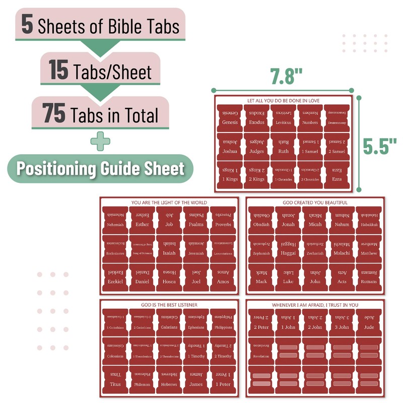 Mr. Pen- Bible Tabs, 75 pcs, Mahogany, Laminated Bible Tabs